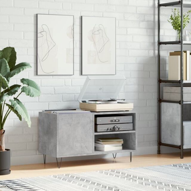Berkfield Home Record Cabinet Concrete Grey 85x38x48 cm Engineered Wood - Size: 85 x 38 x 48 cm - image 1