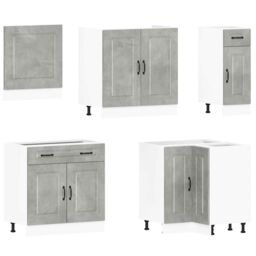 Berkfield Home 11 Piece Kitchen Cabinet Set Kalmar Concrete Grey Engineered Wood - thumbnail 4