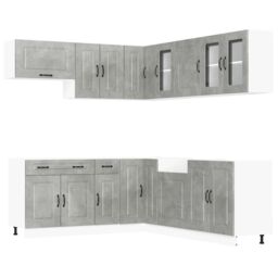 Berkfield Home 11 Piece Kitchen Cabinet Set Kalmar Concrete Grey Engineered Wood - thumbnail 2