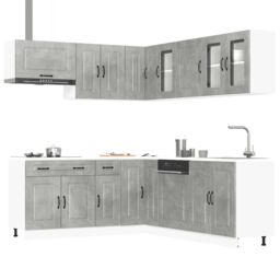 Berkfield Home 11 Piece Kitchen Cabinet Set Kalmar Concrete Grey Engineered Wood - thumbnail 1
