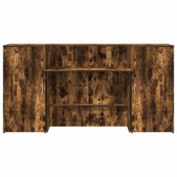 Berkfield Home Reception Desk Smoked Oak 200x50x103.5 cm Engineered Wood in Brown - thumbnail 5
