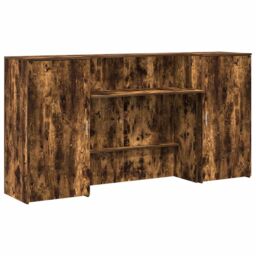 Berkfield Home Reception Desk Smoked Oak 200x50x103.5 cm Engineered Wood in Brown - thumbnail 2