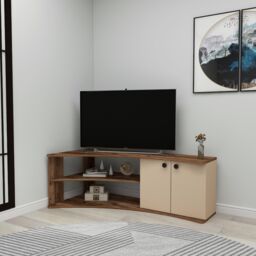 "Destina Home Termera Corner TV Stand Reversible Entertainment Center for 60"" TVs in Light Brown - Size: 1 Pack" - thumbnail 3