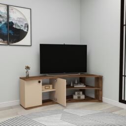 "Destina Home Termera Corner TV Stand Reversible Entertainment Center for 60"" TVs in Light Brown - Size: 1 Pack" - thumbnail 5