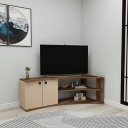 "Destina Home Termera Corner TV Stand Reversible Entertainment Center for 60"" TVs in Light Brown - Size: 1 Pack" - thumbnail 2