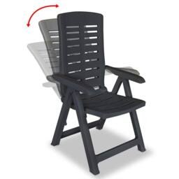 Berkfield Home Reclining Garden Chairs 4 pcs Plastic Anthracite in Dark Grey - thumbnail 3