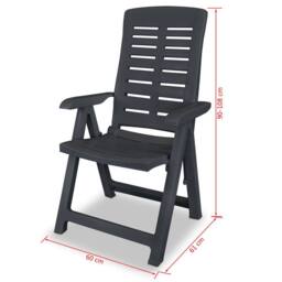 Berkfield Home Reclining Garden Chairs 4 pcs Plastic Anthracite in Dark Grey - thumbnail 8