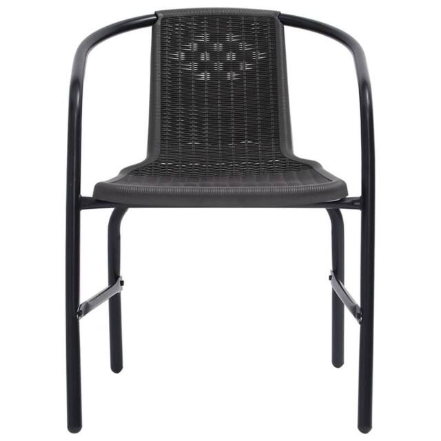 Berkfield Home Sturdy Garden Chairs 8 pcs Plastic Rattan & Steel 110 kg in Black - image 1