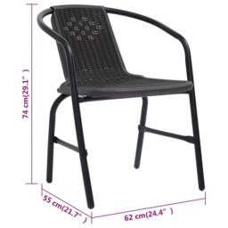 Berkfield Home Sturdy Garden Chairs 8 pcs Plastic Rattan & Steel 110 kg in Black - thumbnail 8