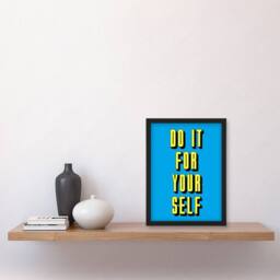 Artery8 Do It For Yourself Retro Yellow Blue Bold Simple Framed Wall Art Print - Size: A4 - thumbnail 4