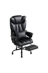 Living and Home Ergonomic High Back Office Chair with Footrest and Casters in Black - thumbnail 2