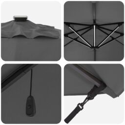 Berkfield Home Cantilever Roma Parasol with LEDs Anthracite 352x251x265 cm Aluminium - Size: 352 x 251 x 265 cm - thumbnail 8
