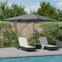 Berkfield Home Cantilever Roma Parasol with LEDs Anthracite 352x251x265 cm Aluminium - Size: 352 x 251 x 265 cm - thumbnail 1
