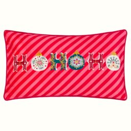 Evans Lichfield Ho Ho Ho Festive Embroidered Piped Polyester Filled Cushion in Red - Size: 30 cm x 50 cm - thumbnail 1