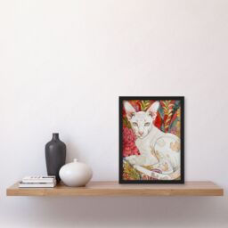 Artery8 Oriental Shorthair Cat in Abstract Flower Garden Framed Wall Art - Size: A4 - thumbnail 4