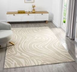Desire Rugs Vellure Modern Living Room Area Rug Embossed Metallic Sheen Marble in Cream - Size: 60 cm x 220 cm - thumbnail 5