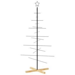Berkfield Home Metal Christmas Tree with Wooden Base Black 150 cm