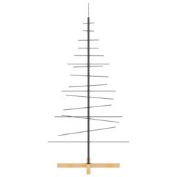 Berkfield Home Metal Christmas Tree with Wooden Base Black 150 cm - thumbnail 4