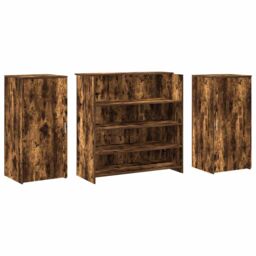 Berkfield Home Reception Desk Smoked Oak 200x50x103.5 cm Engineered Wood in Brown - thumbnail 7