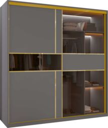 Sliding Wardrobes 4U Modern Sliding Wardrobe with Glass Door & LED Lights in Grey - thumbnail 3