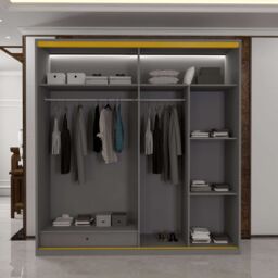 Sliding Wardrobes 4U Modern Sliding Wardrobe with Glass Door & LED Lights in Grey - thumbnail 7