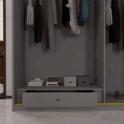 Sliding Wardrobes 4U Modern Sliding Wardrobe with Glass Door & LED Lights in Grey - thumbnail 8