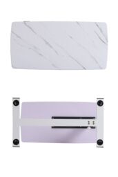 Living and Home Height Adjustable Overbed Desk Mobile Office Table with Wheels in White - thumbnail 3