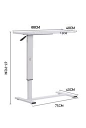 Living and Home Height Adjustable Overbed Desk Mobile Office Table with Wheels in White - thumbnail 6
