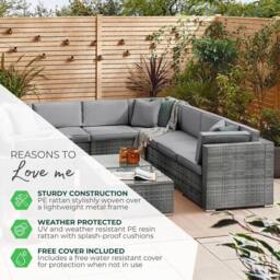 FurnitureboxUK Orlando 8 Seat Modular Outdoor Garden Rattan Sofa in Grey - thumbnail 9
