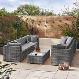 FurnitureboxUK Orlando 8 Seat Modular Outdoor Garden Rattan Sofa in Grey - thumbnail 3