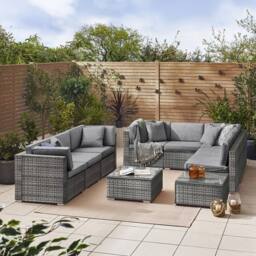 FurnitureboxUK Orlando 8 Seat Modular Outdoor Garden Rattan Sofa in Grey