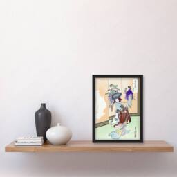 Artery8 Dancing Woman Japanese Performer Retro Japan Framed Wall Art Print Gekko - Size: A4 - thumbnail 4