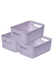 SmartStore Essence Medium White Organiser 'Storage Basket' 5.6L x 3 in Purple - thumbnail 1