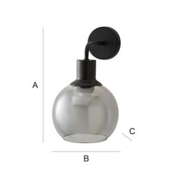 ValueLights Bellamy Globe Glass Shade Rechargeable Wall Light in Black - thumbnail 7