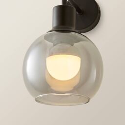 ValueLights Bellamy Globe Glass Shade Rechargeable Wall Light in Black - thumbnail 4