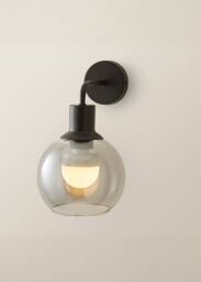 ValueLights Bellamy Globe Glass Shade Rechargeable Wall Light in Black - thumbnail 2