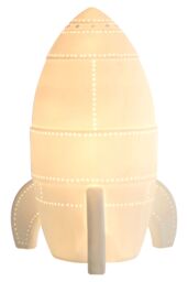Orsina Kids Rocket Night Light, Fun Ceramic Rocket Design With Warm Glow Effect, Inspires Imagination & Eases in White - thumbnail 2