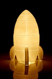Orsina Kids Rocket Night Light, Fun Ceramic Rocket Design With Warm Glow Effect, Inspires Imagination & Eases in White - thumbnail 3