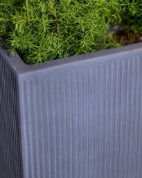 Dibor X-Large Slate Grey Ribbed Finish Fibre Clay Indoor Outdoor Garden Plant Pots Houseplant Flower Planter H44 x W44cm - Size: Large - thumbnail 3