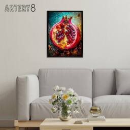 "Artery8 Sliced Pomegranate Fruit Kitchen Decor Framed Canvas Wall Art Print - Size: W12"" x H16""" - thumbnail 3