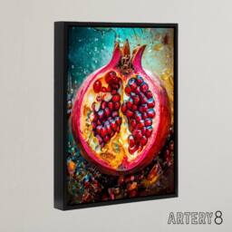"Artery8 Sliced Pomegranate Fruit Kitchen Decor Framed Canvas Wall Art Print - Size: W12"" x H16""" - thumbnail 2
