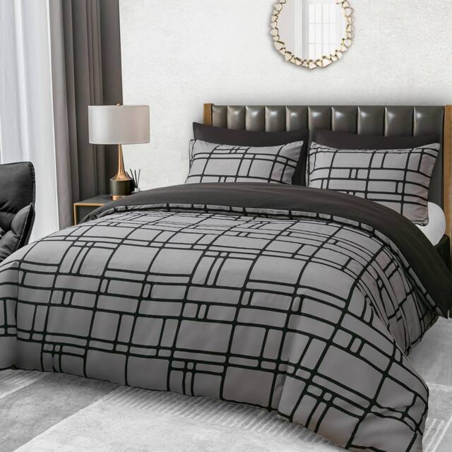 Grace Luxury Hypoallergenic King Size Duvet Cover with Matching Pillowcases in Grey - image 1