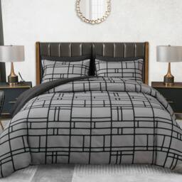 Grace Luxury Hypoallergenic King Size Duvet Cover with Matching Pillowcases in Grey - thumbnail 4