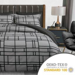 Grace Luxury Hypoallergenic King Size Duvet Cover with Matching Pillowcases in Grey - thumbnail 5