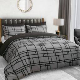 Grace Luxury Hypoallergenic King Size Duvet Cover with Matching Pillowcases in Grey - thumbnail 3