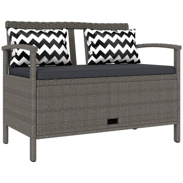 NESTLUNE 160L Under Seat Rattan Garden Storage Bench in Grey - Size: 100 cm x 15 cm - image 1