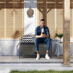 NESTLUNE 160L Under Seat Rattan Garden Storage Bench in Grey - Size: 100 cm x 15 cm - thumbnail 6