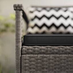 NESTLUNE 160L Under Seat Rattan Garden Storage Bench in Grey - Size: 100 cm x 15 cm - thumbnail 5