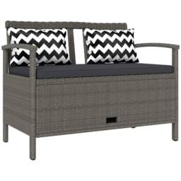 NESTLUNE 160L Under Seat Rattan Garden Storage Bench in Grey - Size: 100 cm x 15 cm - thumbnail 1