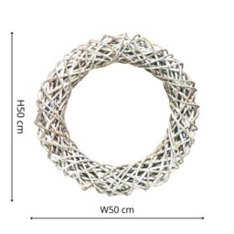 Ivyline Rattan Wreath White Diam 50Cm - Made of Kubu Rattan - On trend design - thumbnail 4